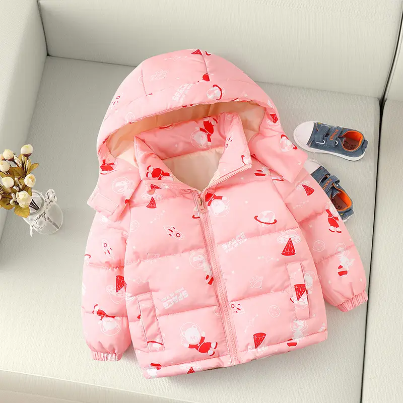 Baby Puffer Coat White Floral 2021 Winter Warm - Image 3