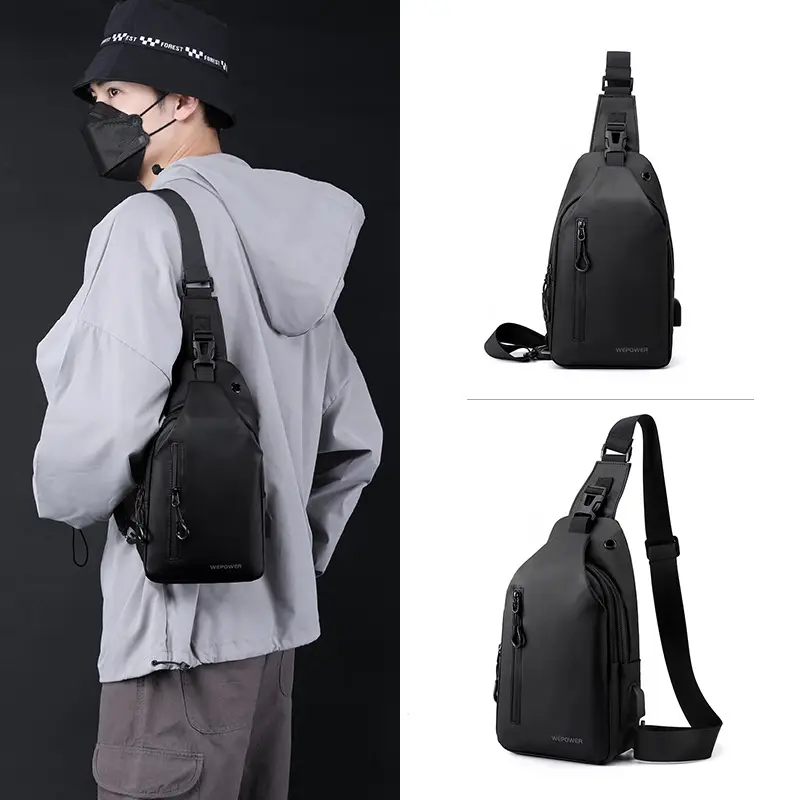 Men's Waterproof Crossbody Bag with Glasses & USB Cable - Image 6