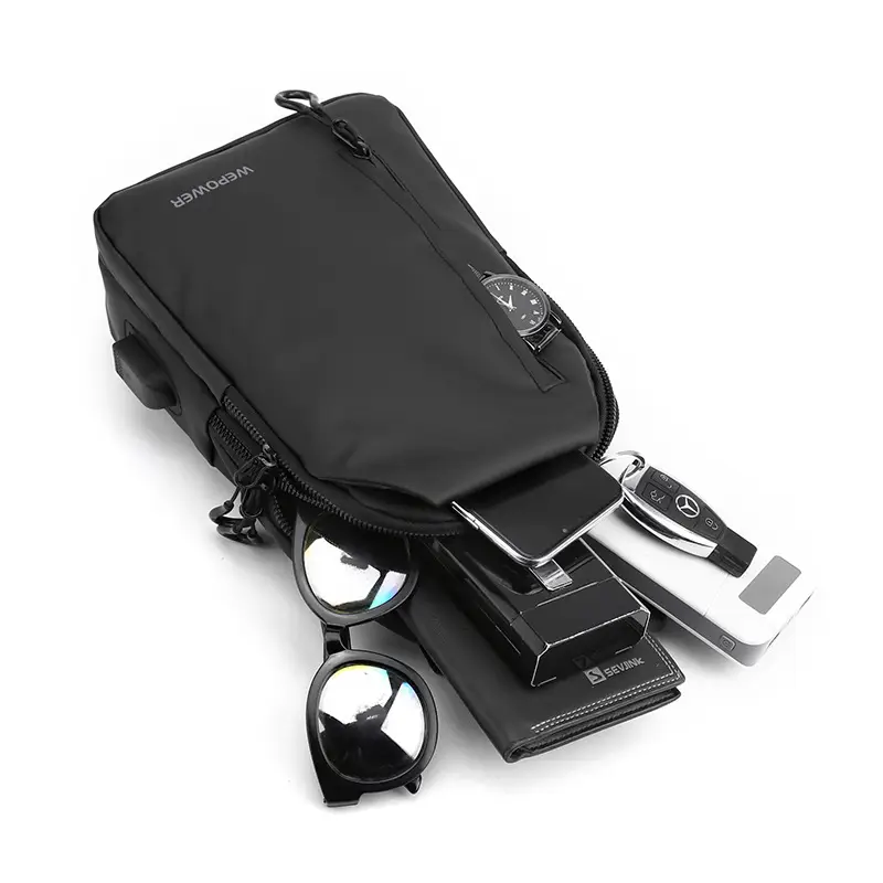 Men's Waterproof Crossbody Bag with Glasses & USB Cable - Image 9