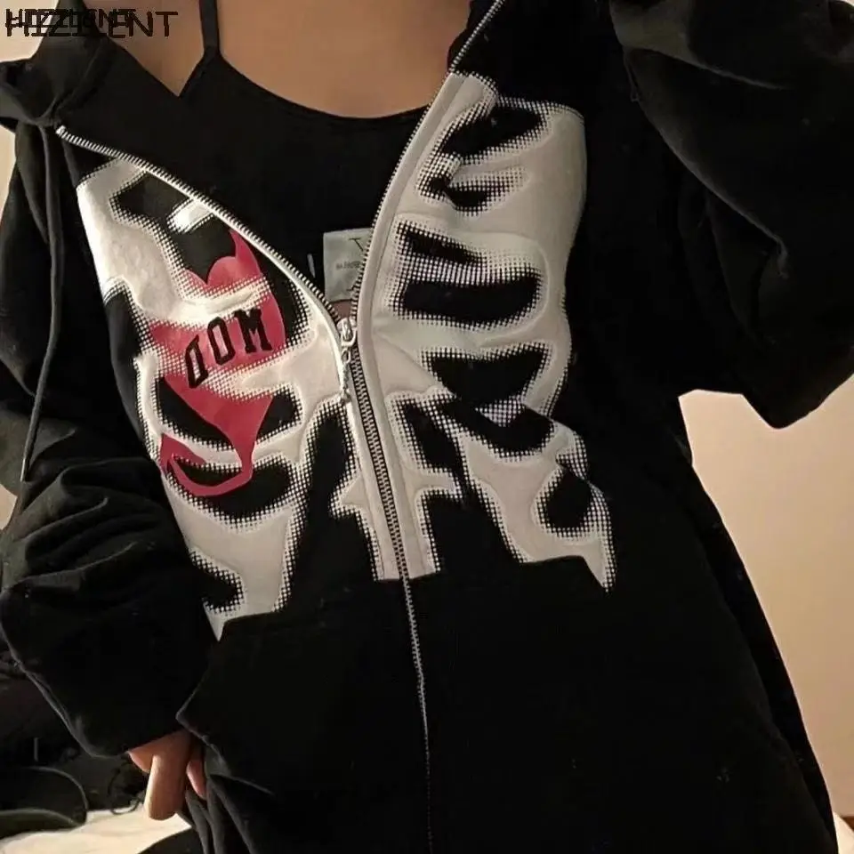 2021 Black Skeleton Print Hoodie Sweatshirt Women - Image 11