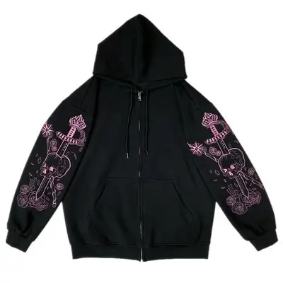 2021 Black Skeleton Print Hoodie Sweatshirt Women - Image 12