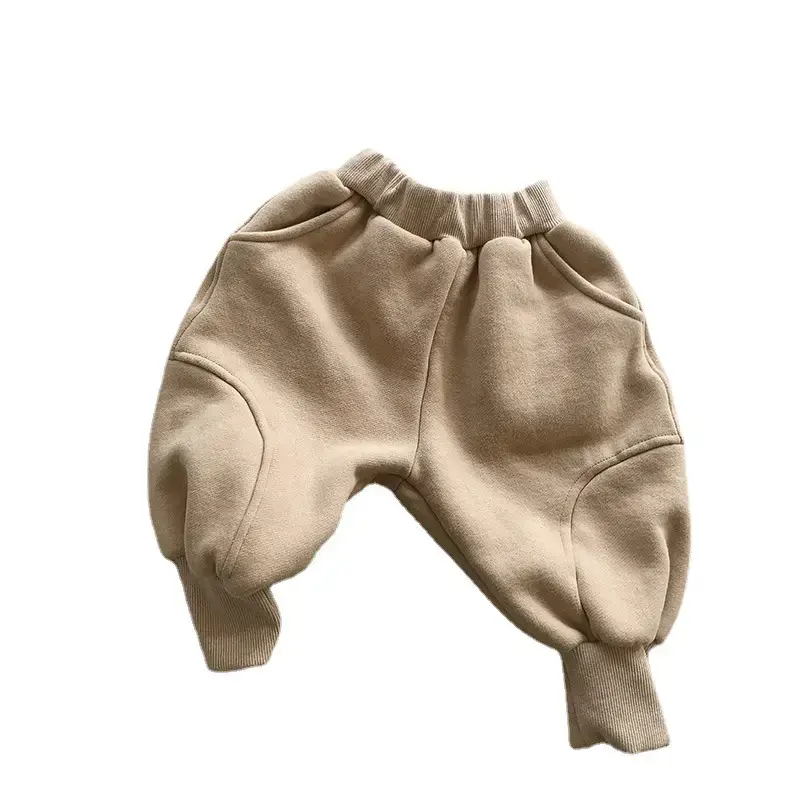 Kids Fleece Warm Pants Beige Winter Loose Fit - Image 7