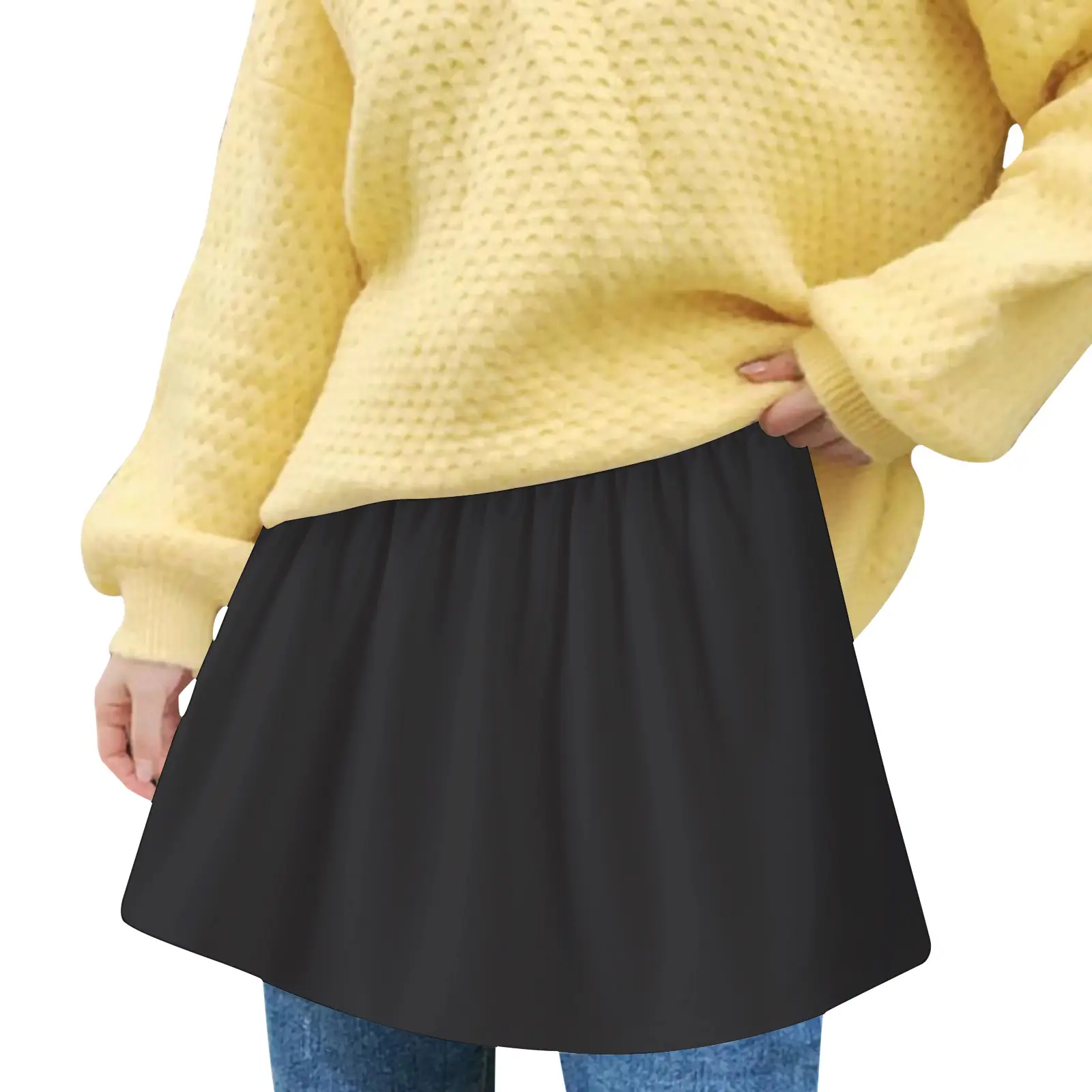 Women's Black Irregular Skirt with Elastic Band