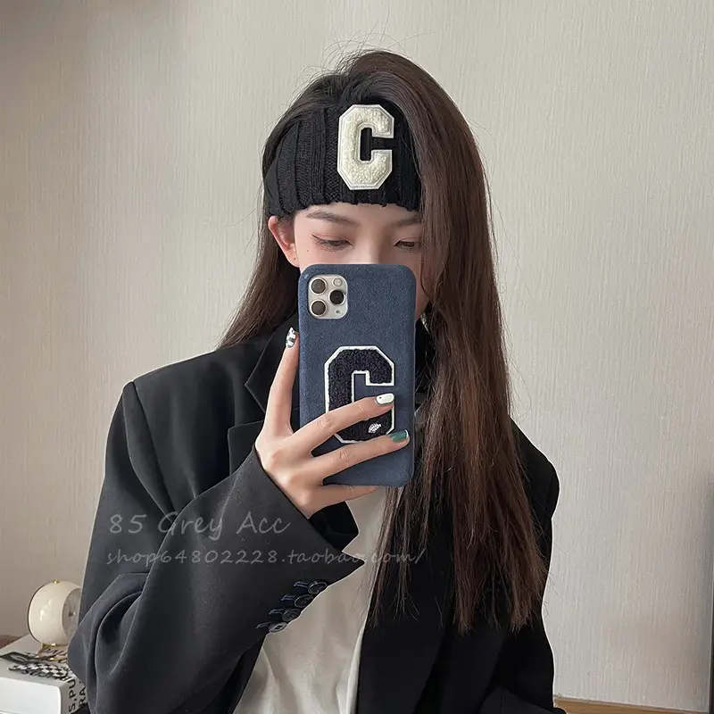 New Letter C Wide Brim Knitted Hair Band Women's Autumn Winter Ins