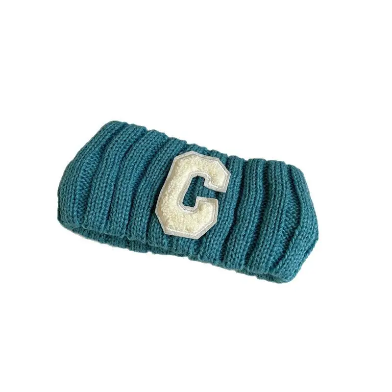 New Letter C Wide Brim Knitted Hair Band Women's Autumn Winter Ins