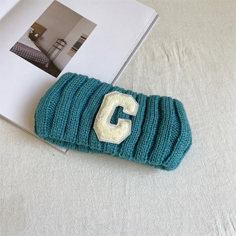 New Letter C Wide Brim Knitted Hair Band Women's Autumn Winter Ins