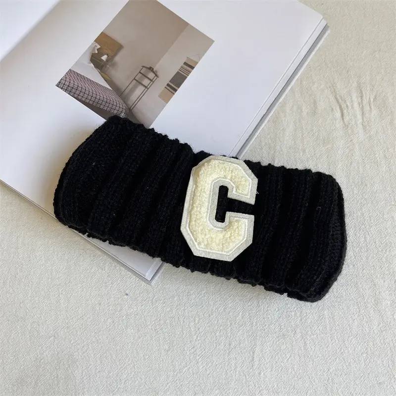 New Letter C Wide Brim Knitted Hair Band Women's Autumn Winter Ins