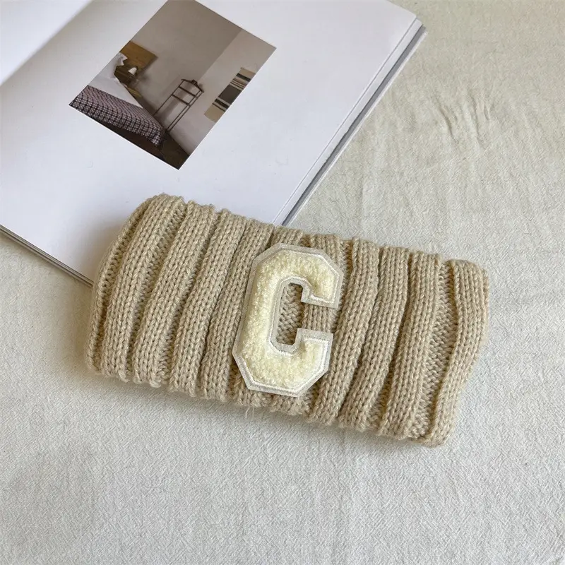 New Letter C Wide Brim Knitted Hair Band Women's Autumn Winter Ins