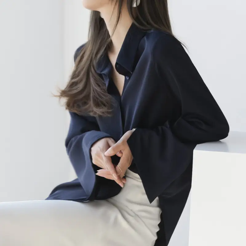 White Long Sleeve Chiffon Shirt for Women 2025 - Image 4