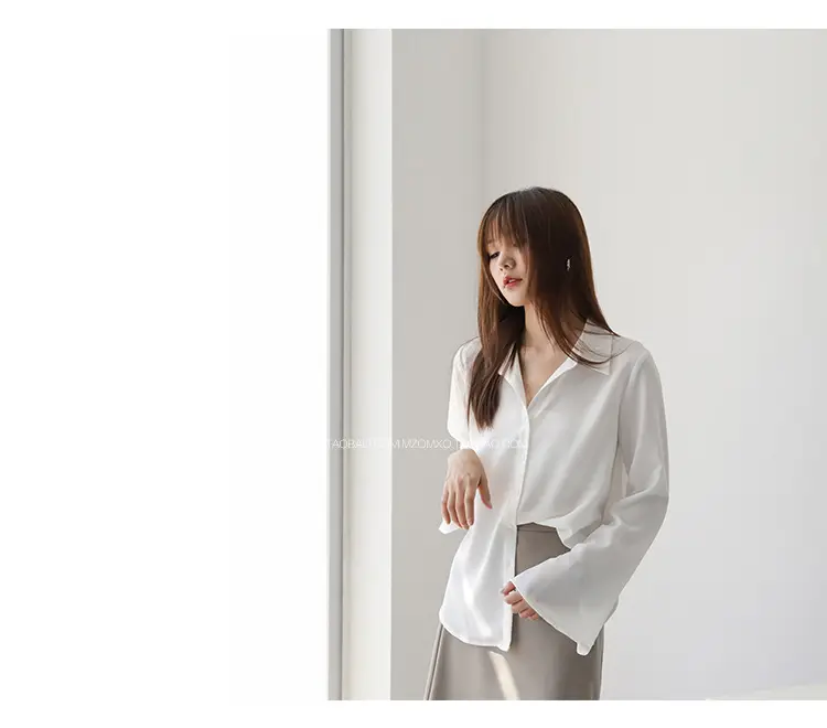 White Long Sleeve Chiffon Shirt for Women 2025 — feature 10