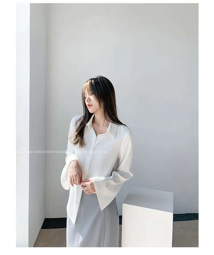 White Long Sleeve Chiffon Shirt for Women 2025 — feature 19