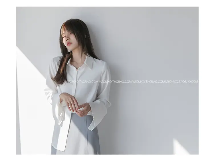 White Long Sleeve Chiffon Shirt for Women 2025 — feature 22