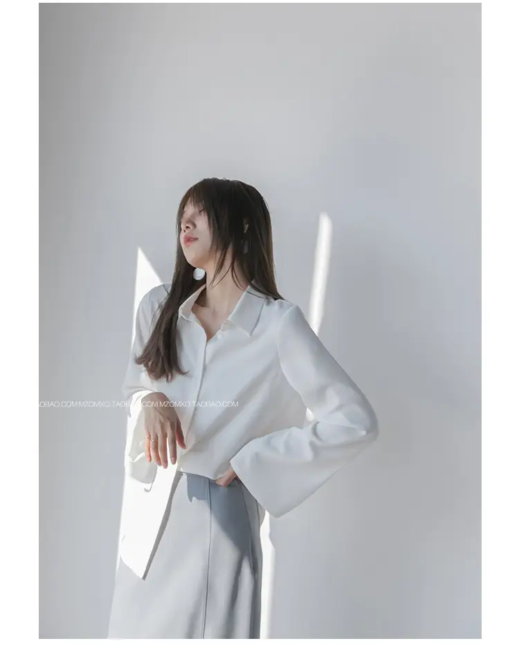 White Long Sleeve Chiffon Shirt for Women 2025 — feature 25