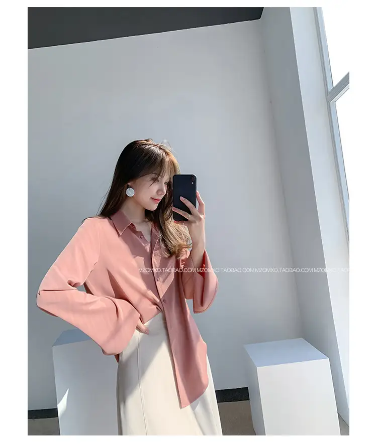 White Long Sleeve Chiffon Shirt for Women 2025 — feature 30