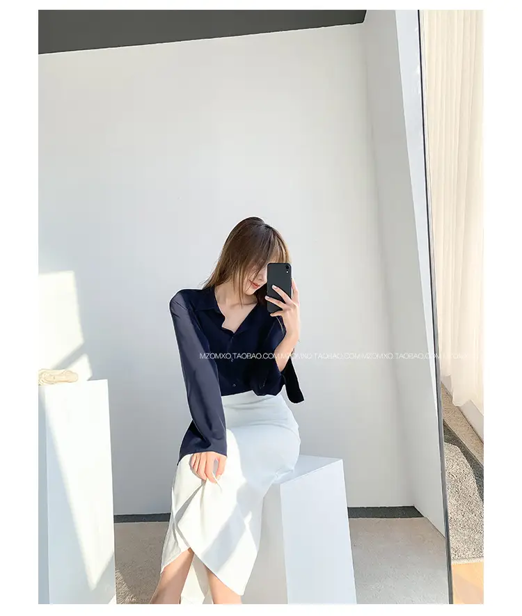 White Long Sleeve Chiffon Shirt for Women 2025 — feature 34