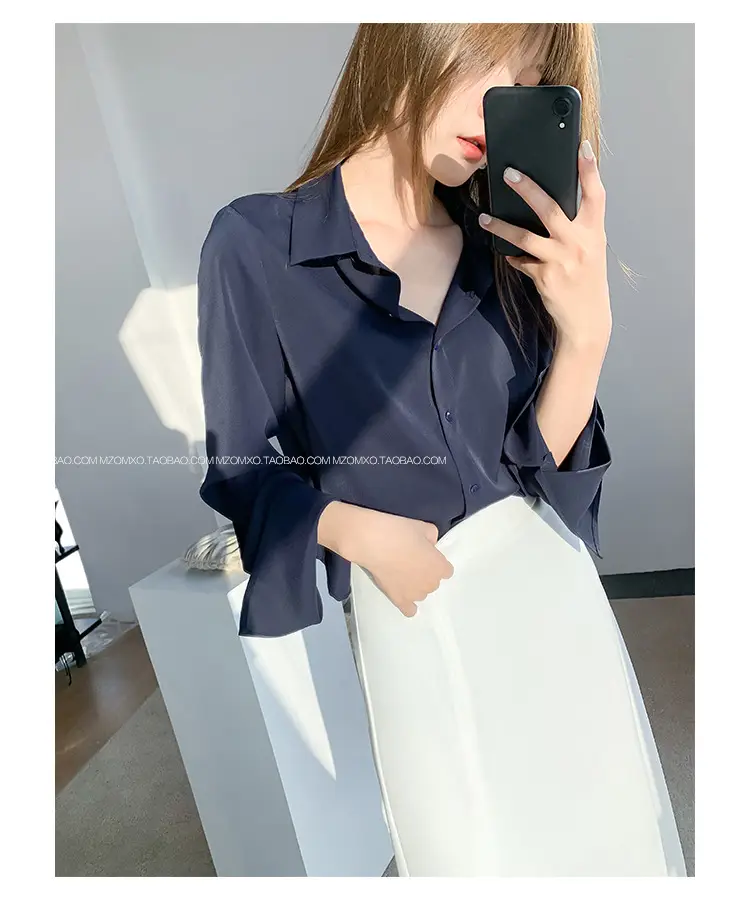 White Long Sleeve Chiffon Shirt for Women 2025 — feature 35