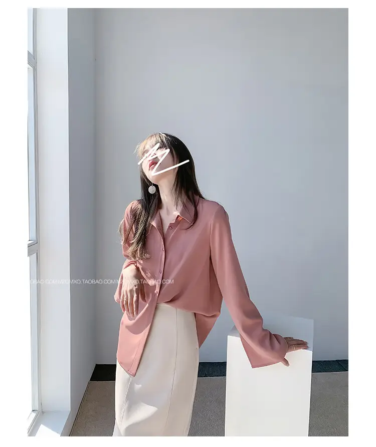 White Long Sleeve Chiffon Shirt for Women 2025 — feature 37