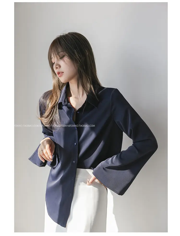 White Long Sleeve Chiffon Shirt for Women 2025 — feature 42