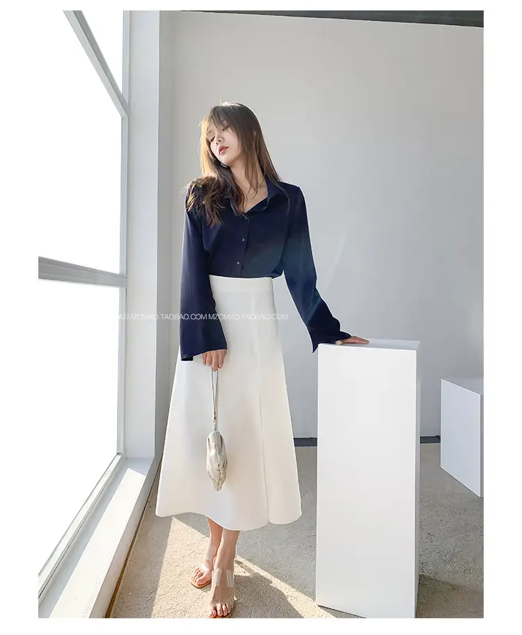 White Long Sleeve Chiffon Shirt for Women 2025 — feature 44
