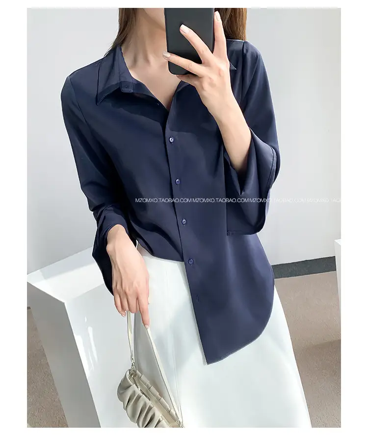 White Long Sleeve Chiffon Shirt for Women 2025 — feature 45