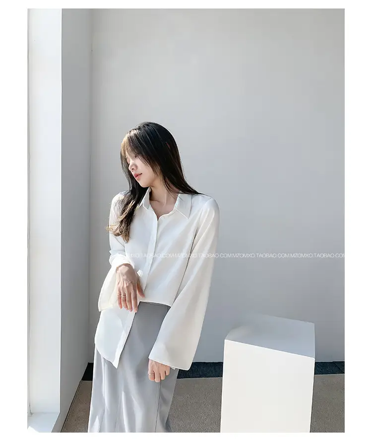 White Long Sleeve Chiffon Shirt for Women 2025 — feature 48