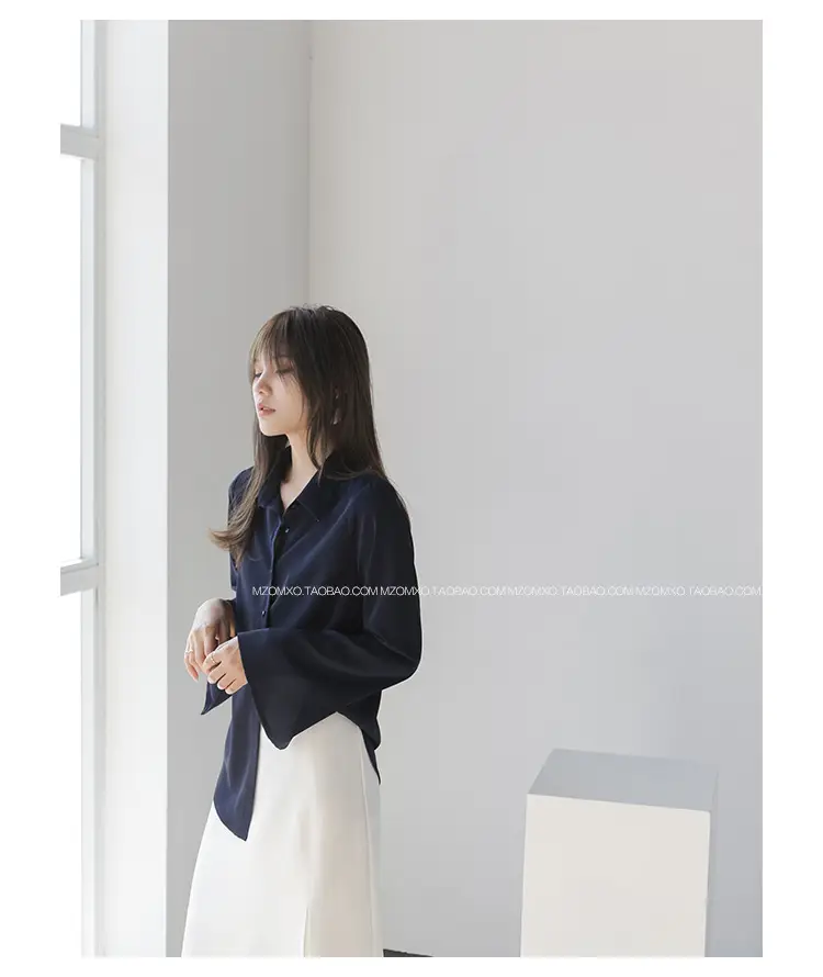White Long Sleeve Chiffon Shirt for Women 2025 — feature 50