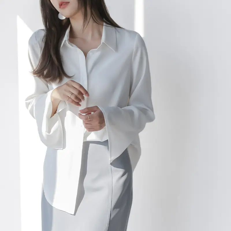 White Long Sleeve Chiffon Shirt for Women 2025 — feature 55