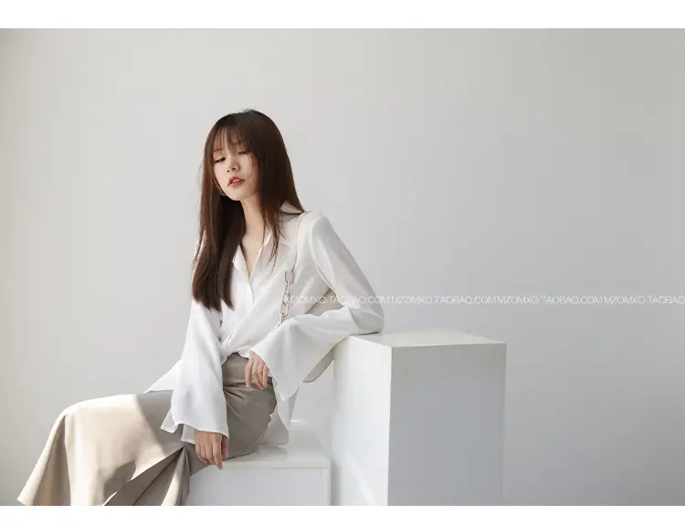 White Long Sleeve Chiffon Shirt for Women 2025 — feature 7