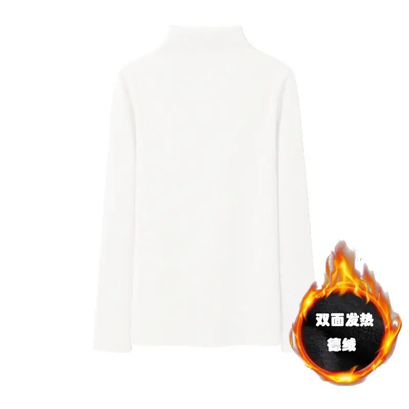 Women Fleece Shirt Brown Half Collar Long Sleeve Autumn Winter - Image 6