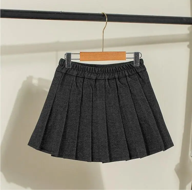Girls Pleated Woolen Skirts Black 2024 Winter