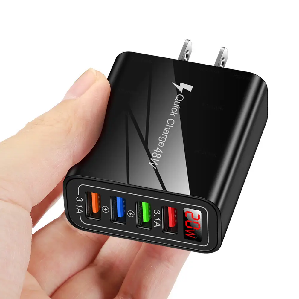 4 USB Digital Display Mobile Charger 20W Fast Charging - Image 3