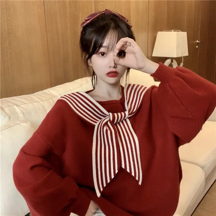 Women's Black Bow Neck Velvet Sweater Autumn Winter 2021 — feature 12