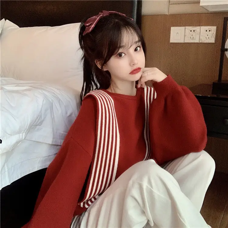 Women's Black Bow Neck Velvet Sweater Autumn Winter 2021 — feature 13