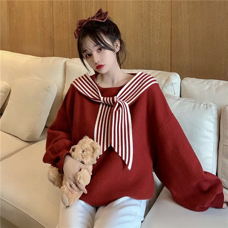 Women's Black Bow Neck Velvet Sweater Autumn Winter 2021 — feature 16