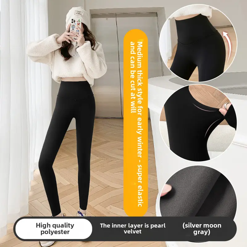 Fleece Shark Pants Black Silver Moon Gray for Women