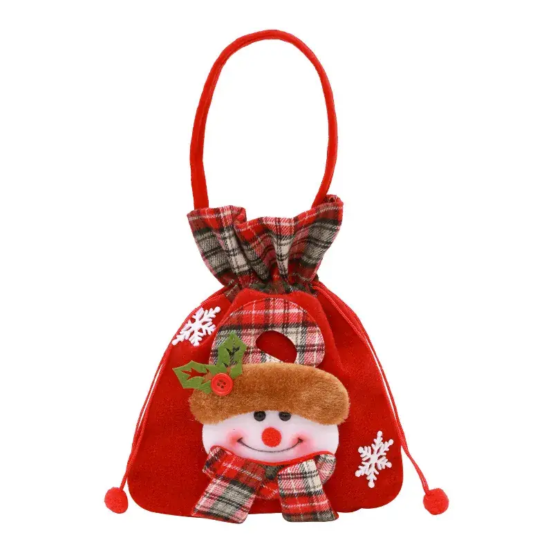 Christmas Snowman Gift Bag 14cm High Red Bow