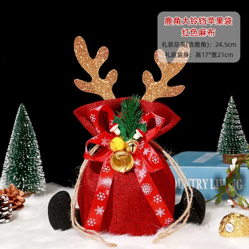 Christmas Snowman Gift Bag 14cm High Red Bow