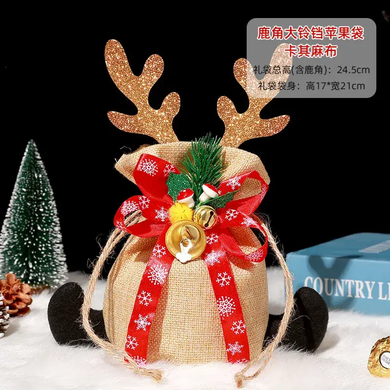 Christmas Snowman Gift Bag 14cm High Red Bow