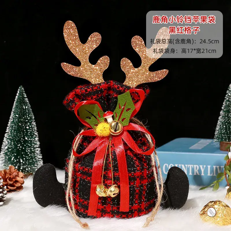 Christmas Snowman Gift Bag 14cm High Red Bow