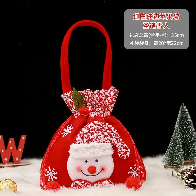 Christmas Snowman Gift Bag 14cm High Red Bow
