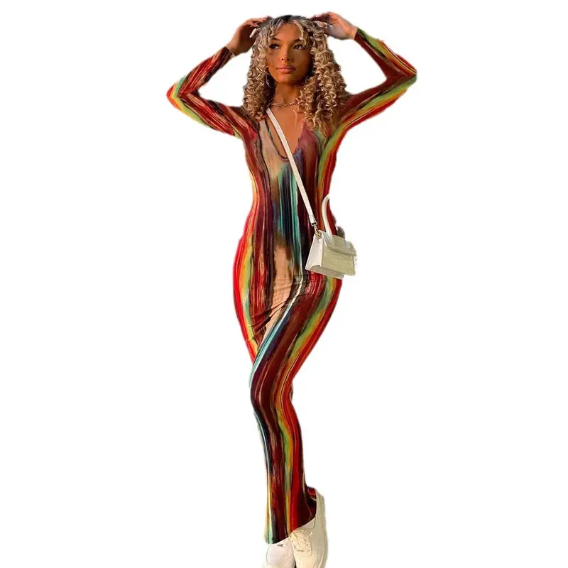 2026 Temu Plus Size V-Neck Printed Long Sleeve Dress - Image 20