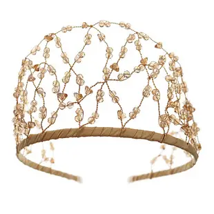 Vintage Gold Beaded Hairband Green Korea — feature 10