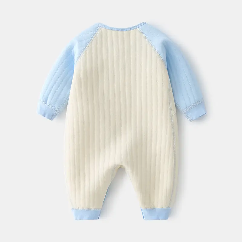 Newborn Baby Warm Jump Suit Cream Blue Winter Warmth - Image 5