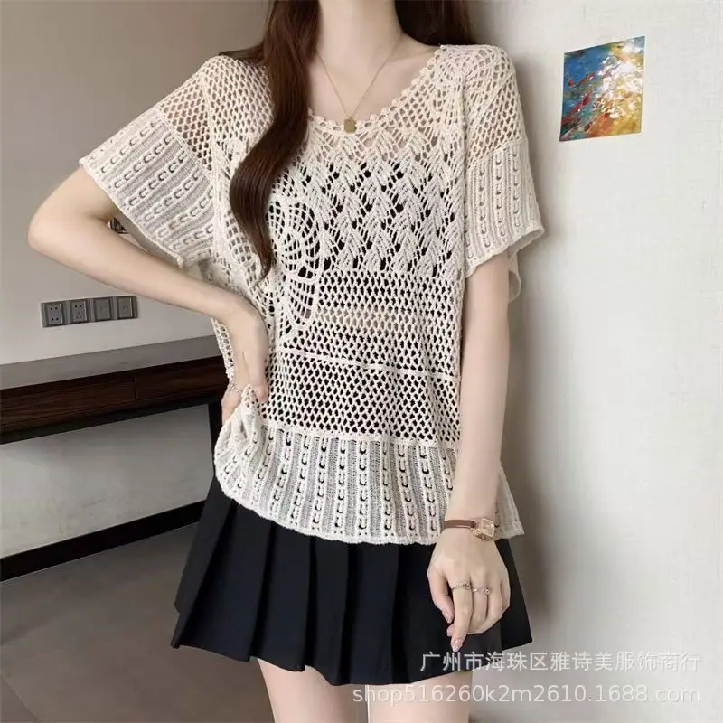Sweet Age Reducing Crochet V-Neck Sunscreen Coat Women - Image 36