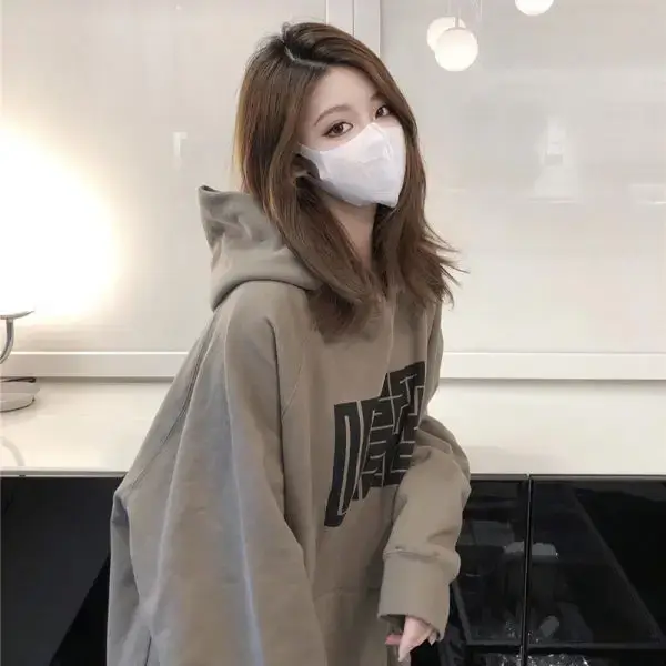 Women Retro Fleece Hoodie Brown 2025 Winter - Image 3