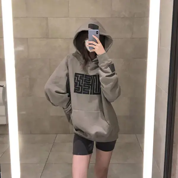 Women Retro Fleece Hoodie Brown 2025 Winter - Image 4