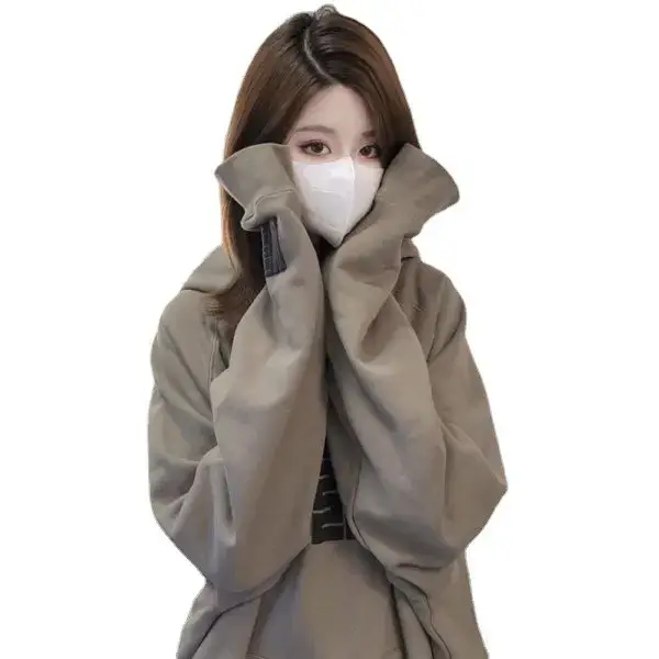 Women Retro Fleece Hoodie Brown 2025 Winter - Image 6