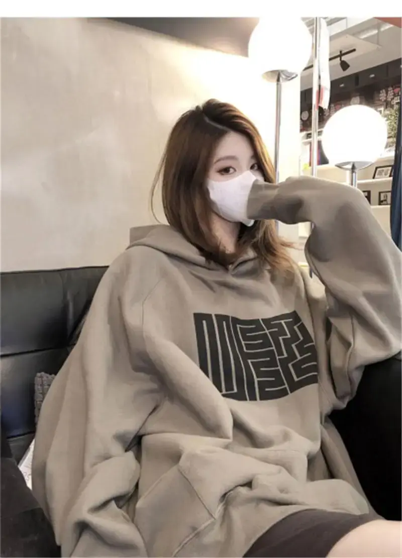 Women Retro Fleece Hoodie Brown 2025 Winter — feature 2