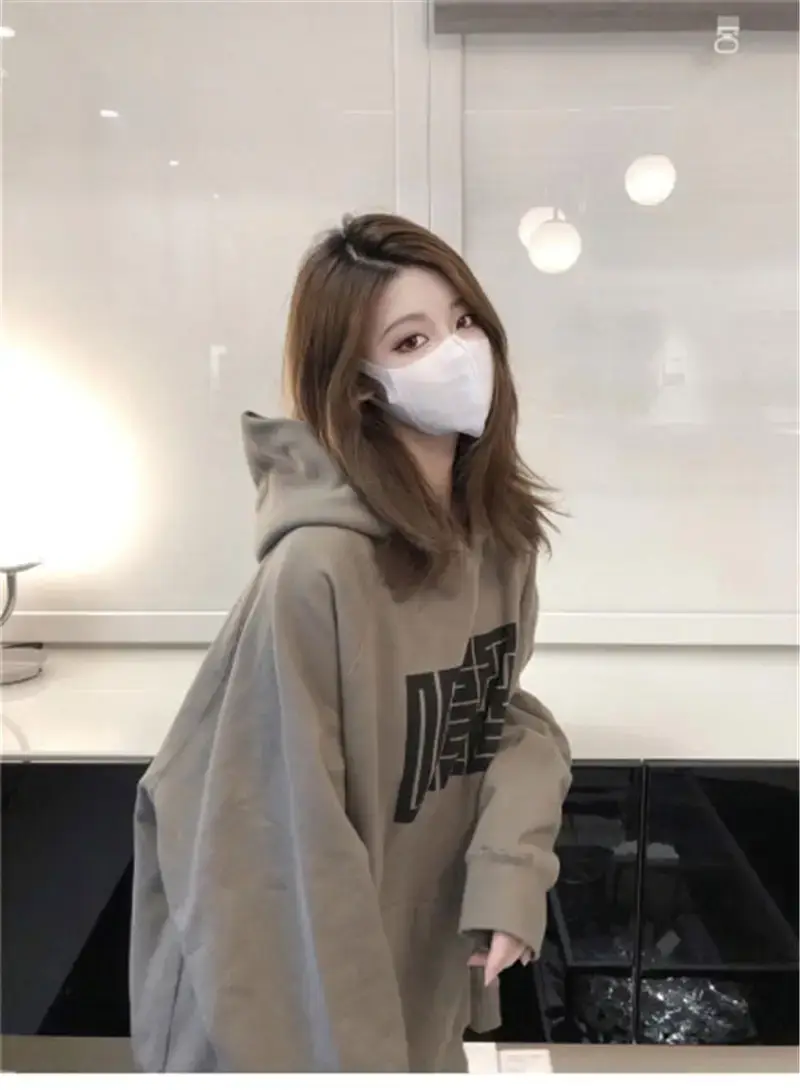 Women Retro Fleece Hoodie Brown 2025 Winter — feature 7