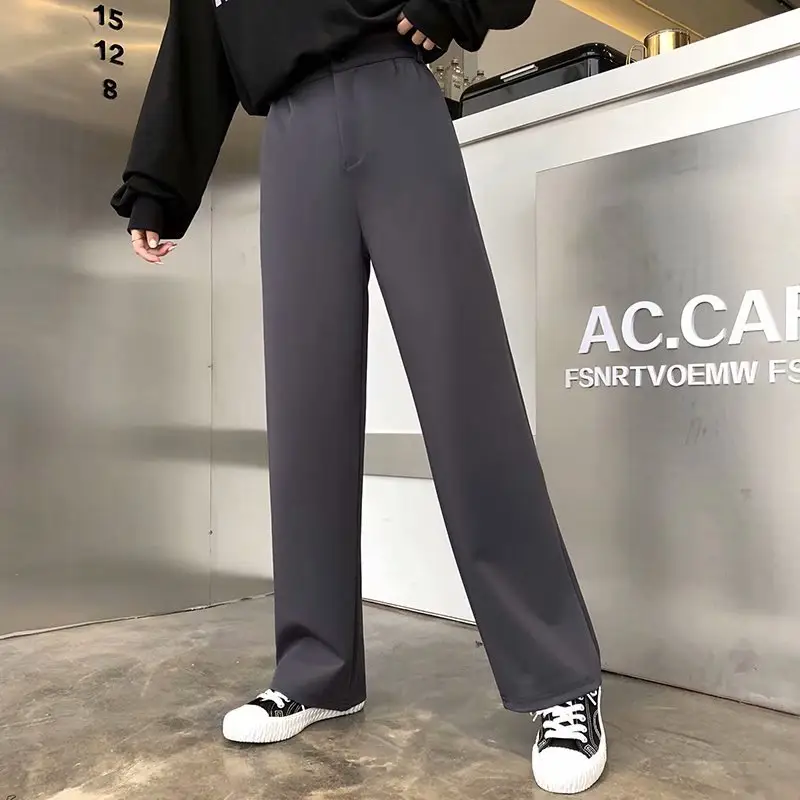 Women Elastic High Waist Black Pants Loose Wide Leg Straight Draping - Image 5